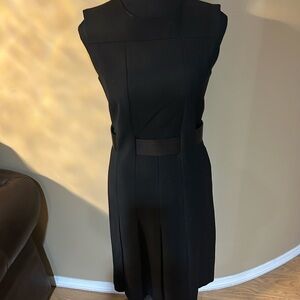 Sleek Black Sleeveless Dress with Waist Cinch